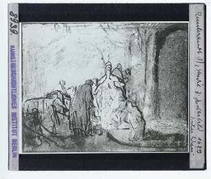 Rembrandt, Judas bringt die 30 Silberlinge zurück, Studie f. Gem. (Zeichnung Benesch 8) (Privatslg.)