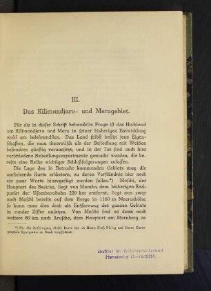 III Das Kilimandjaro- und Merugebiet.