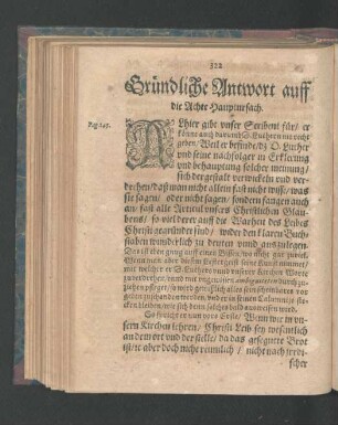 Gründliche Antwort auff die Achte Hauptursach.
