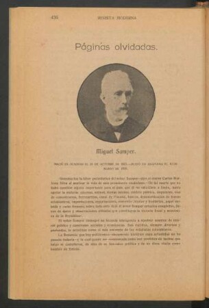 Páginas olvidadas. : [Biografía de] Miguel Samper.