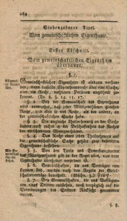 Siebenzehnter Titel. Vom gemeinschaftlichen Eigenthume.