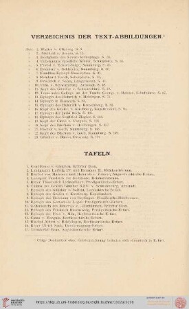 Verzeichnis der Text-Abbildungen / Tafeln