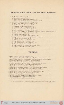 Verzeichnis der Text-Abbildungen / Tafeln