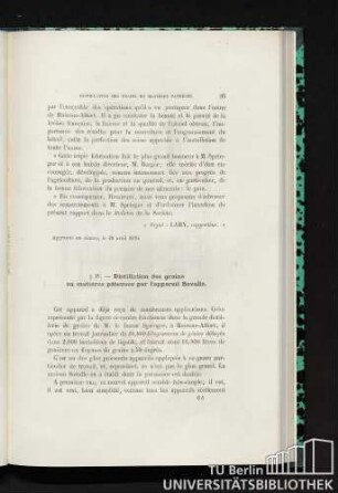 § IV. Distillation des grains en matières pâteuses par l'appareil Savalle