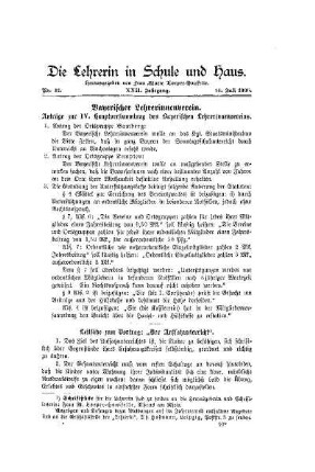 Bayerischer Lehrerinnenverein : Anträge zur IV. Hauptversammlung des Bayerischen Lehrerinnenvereins