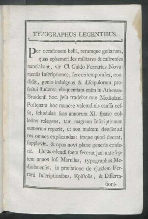 Typographus Legentibus
