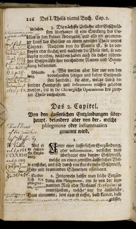 Das 2. Capitel. Von den äusserlichen Entzündungen überhaupt, besonders aber von der, welche phlegmone oder inflammation genannt wird.
