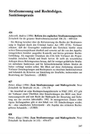 247-254, Strafzumessung und Rechtsfolgen. Sanktionspraxis