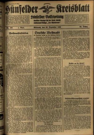 Erste Ausgabe vom Mittwoch, den 23. Dezember 1936.