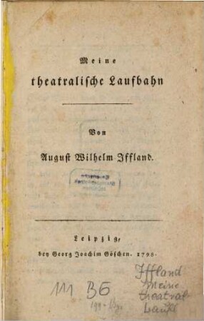 Meine theatralische Laufbahn