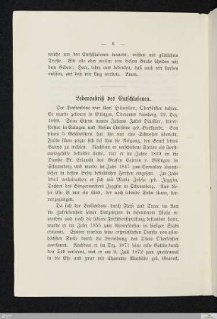 Lebensabriß des Entschlafenen