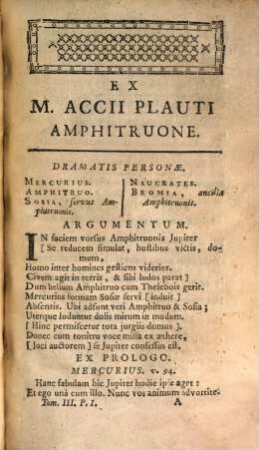 Selecta latini sermonis exemplaria e scriptoribus probatissimis : Prima poeticae orationis excerptio seu Plauti et Terentii fabulae ad Christianae Iuventutis usum contractae
