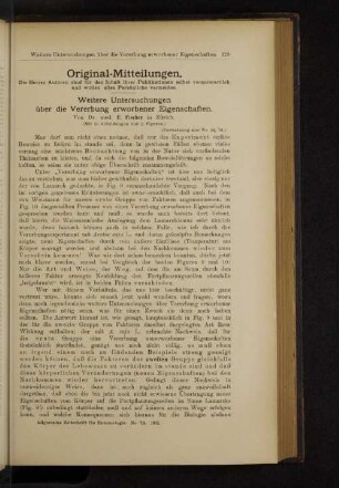 Weitere Untersuchungen über die Vererbung erworbener Eigenschaften.