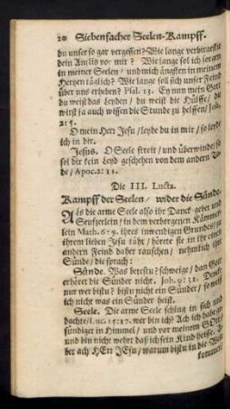 Die III. Lucta. Kampff der Seelen/ wider die Sünde.