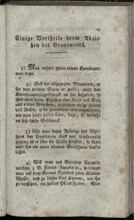 Einige Vortheile beym Abziehen des Brantweins.