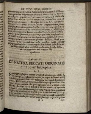 Caput III. De Natura Peccati Originalis ni hil novit Philosophia.