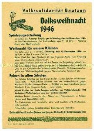 Veranstaltungsprogramm der Volkssolidarität Bautzen zu Weihnachten 1946