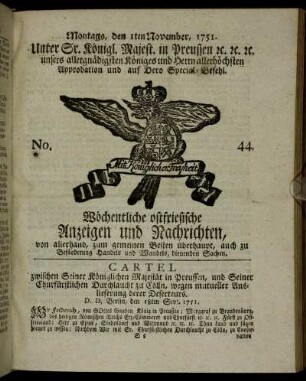 No. 44. Montags, den 1ten November, 1751.