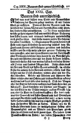 Das XXXI. Cap. Bauren sind unterschiedlich