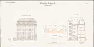 Amtsgericht, Berlin-Schöneberg: Lageplan 1:500, Schnitt, Ansicht Gothaer Str. 1:100