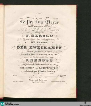 Le pré aux clercs : opéra comique en trois actes