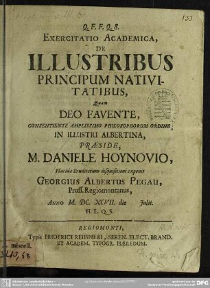 Exerc. acad. de illustribus principum nativitatibus