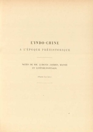 L'Indo-Chine a l'époque préhistorique