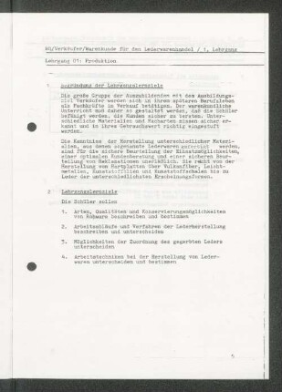 Lehrgang 01: Produktion