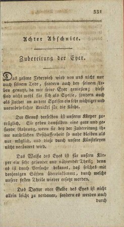 Achter Abschnitt: Von Zubereitung der Eyer