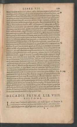 Decadis Primae Lib. VIII. Epitome.