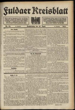 Ausgabe vom Donnerstag, den 10. April 1913.