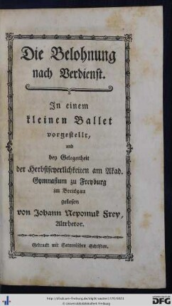 Die Belohnung nach Verdienst.
