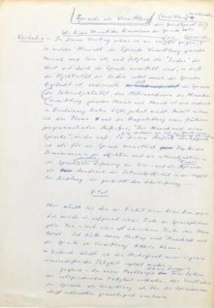 Sprache als Vermittlung : Aufsatz; Notizen