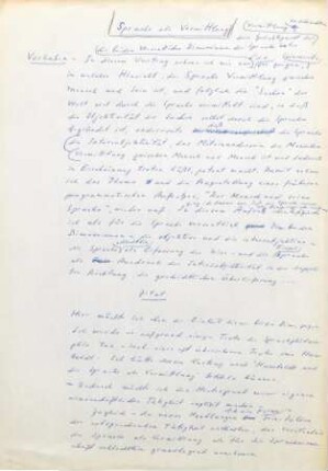 Sprache als Vermittlung : Aufsatz; Notizen