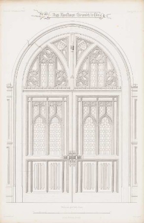Kaufhaus Gürzenich, Köln: Ansicht Tür (aus: Atlas zur Zeitschrift für Bauwesen, hrsg. v. G. Erbkam, Jg. 13, 1863)