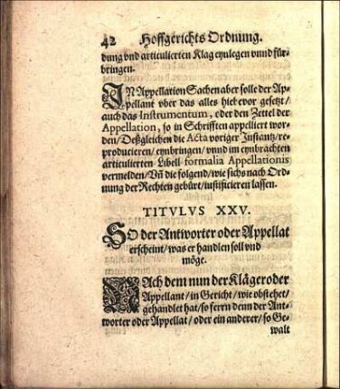 Titvlvs XXV. SO der Antworter oder Appellant erscheint / was er handlen soll vnd möge.