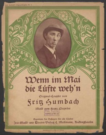 Wenn im Mai die Lüfte weh'n : Original-Couplet von Fritz Humbach ; Musik von Franz Chapelier