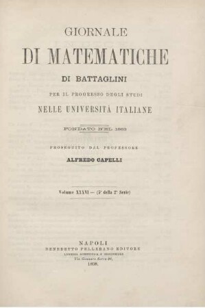 36: Giornale di matematiche di Battaglini