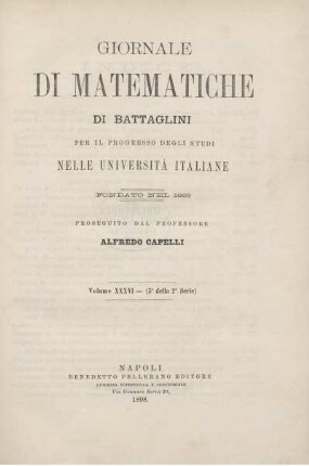36: Giornale di matematiche di Battaglini