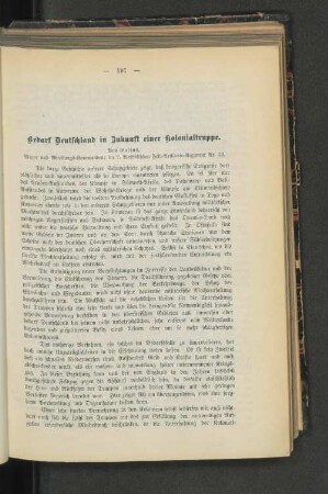 Bedarf Deutschland in Zukunft einer Kolonialtruppe.