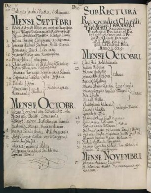 Winterhalbjahr 1628/1629. Rektorat Theodor Thumm