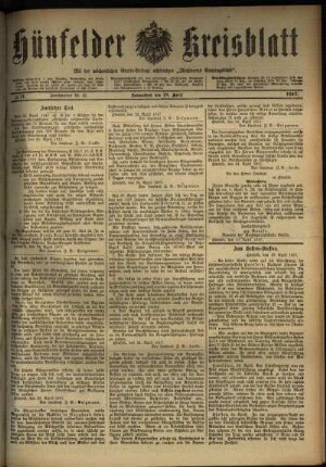 Ausgabe vom Samstag, den 28. April 1917.