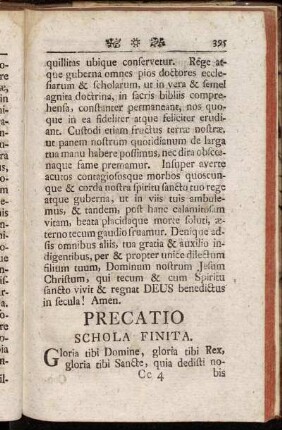 Precatio schola finita.