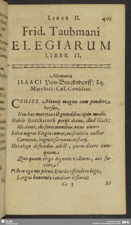 Frid. Taubmani Elegiarum Liber II.