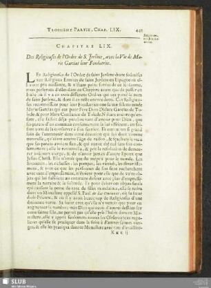 Chapitre LIX. Des Religieuses de l'Ordre de S. Jerôme, avec la Vie de Marie Garcias leur Fondatrice