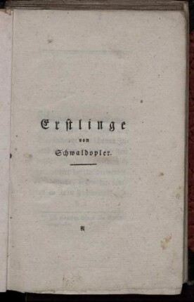 Erstlinge.