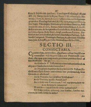 Sectio III. Consectaria.
