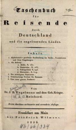 Taschenbuch für Reisende durch Deutschland und die angränzenden Länder