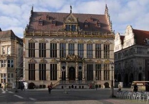 Bremen, Altstadt, Am Markt 13, Hinter dem Schütting & Stintbrücke & Schüttingstraße