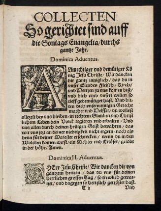 Collecten So gerichtet sind auff die Sontags Evangelia/ durchs gantze Jahr.